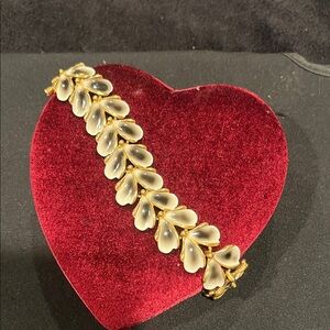 Kramer signed Gold-Tone Bracelet with White Petal Links - Women's Jewelry